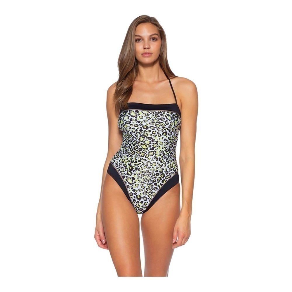 𝅺soluna Women's Into The Wild Leopard Print Bandeau One Piece Swimsuit W…